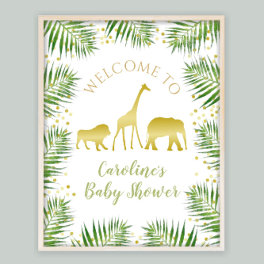 Gold Safari Baby Shower Decor Welcome Sign