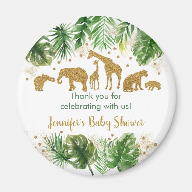 Gold Safari Baby Shower Favor Magnet (Front)