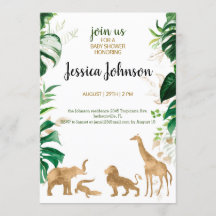 Gold Safari Baby Shower Invitation