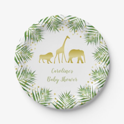 Gold Safari Baby Shower Paper Plates