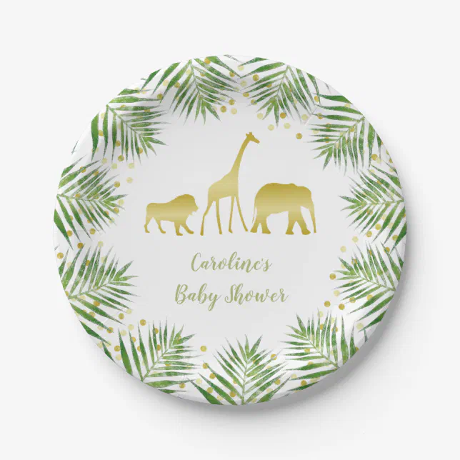 Gold Safari Baby Shower Paper Plates Zazzle