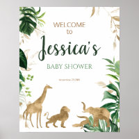 Gold Safari Baby Shower Welcome Sign