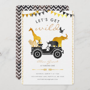 Gold Safari Birthday Invitation