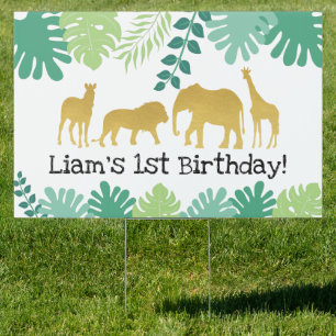 Gold Safari Birthday Sign Decorative Yard