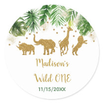 Gold Safari Wild One First Birthday Classic Round Sticker