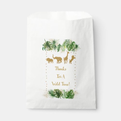 Gold Safari Wild One First Birthday Favor Bag