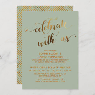 Gold & Sage Celebrate with Us Post-Wedding Party Invitation