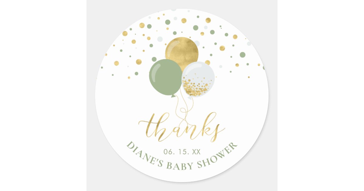 Gold Balloons & Confetti Dots Thank You Modern Classic Round