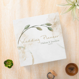 Gold Sage Green Floral Wedding Planner 3 Ring Binder