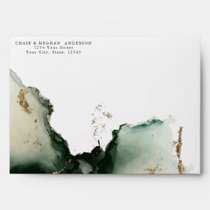 Gold Sage Green Watercolor Envelope