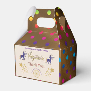 Gold Sagittarius Zodiac multicolored confetti Favor Boxes