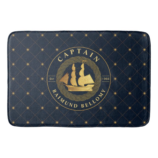 Gold Sail Ship Bath Mat (Front)
