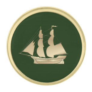Gold Sail Ship Finish Lapel Pin