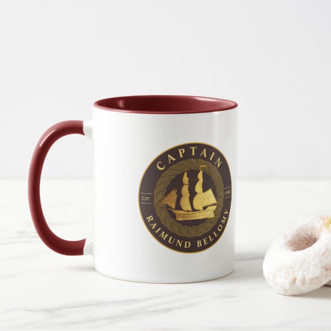 Gold Sail Ship Mug (With Donut)