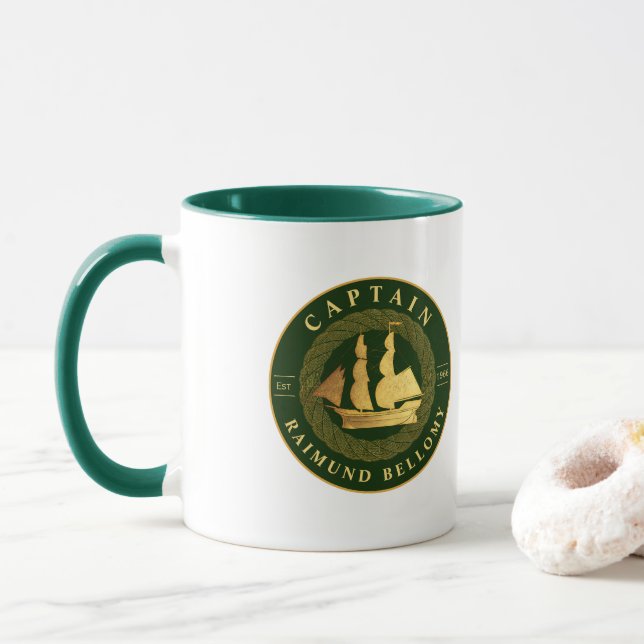 Gold Sail Ship Mug (With Donut)