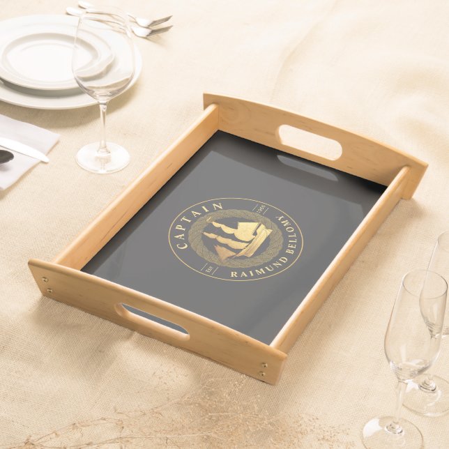 Gold Sail Ship Serving Tray (Front)