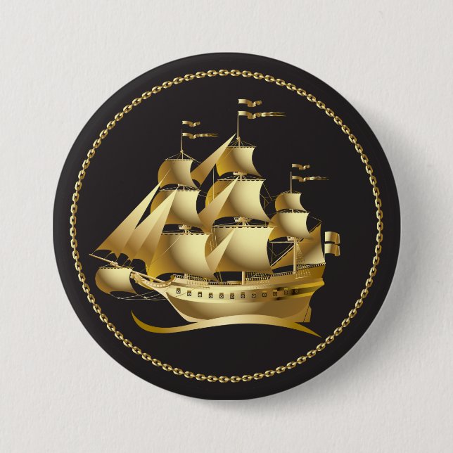 Gold Sailboat Nautical Button (Front)