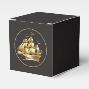 Gold Sailboat Nautical Favor Boxes