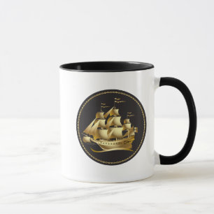 Gold Sailboat Nautical Mug