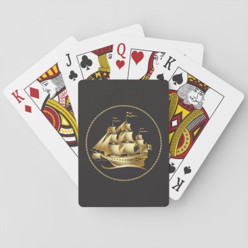 Gold Sailboat Nautical Playing Cards