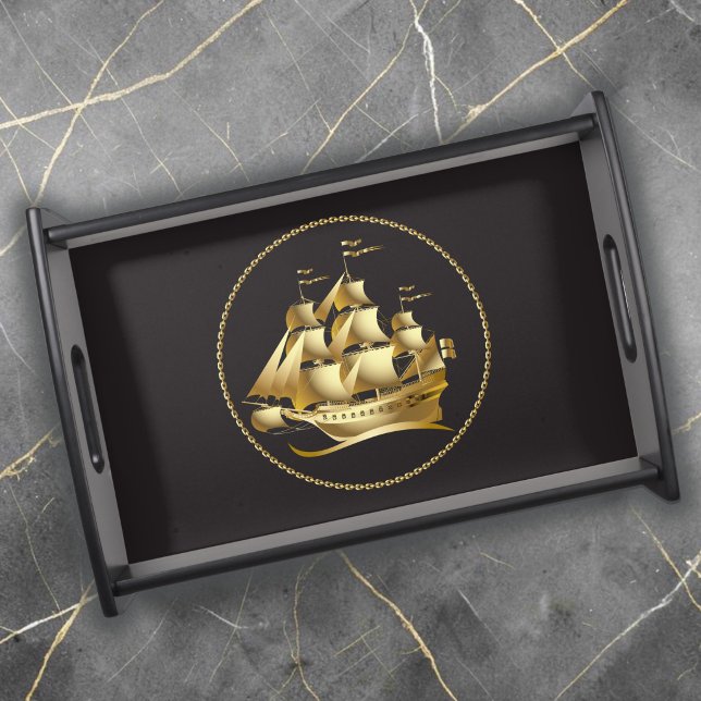 Gold Sailboat Nautical Serving Tray (Creator Uploaded)