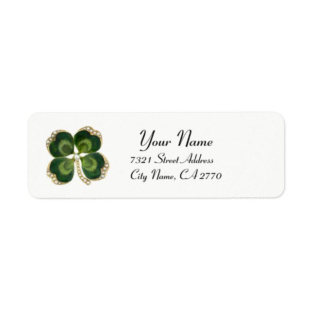 Gold Saint Patrick Shamrock Jewel And Pearls White Label (Front)
