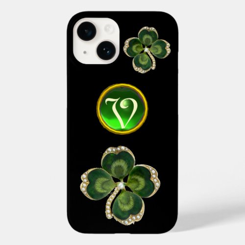 Gold Saint Patrick Shamrock JewelPearls Monogram Case_Mate iPhone 14 Case