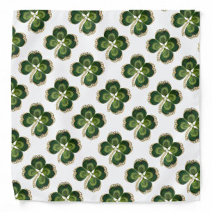 Gold Saint Patrick Shamrock Jewel with Pearls Bandana