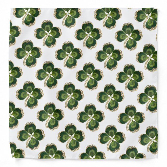 Gold Saint Patrick Shamrock Jewel with Pearls Bandana (Front)