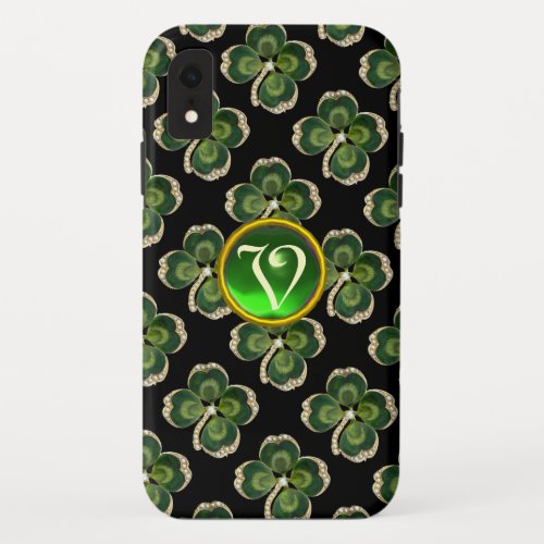 Gold Saint Patrick Shamrock Jewel with Pearls iPhone XR Case