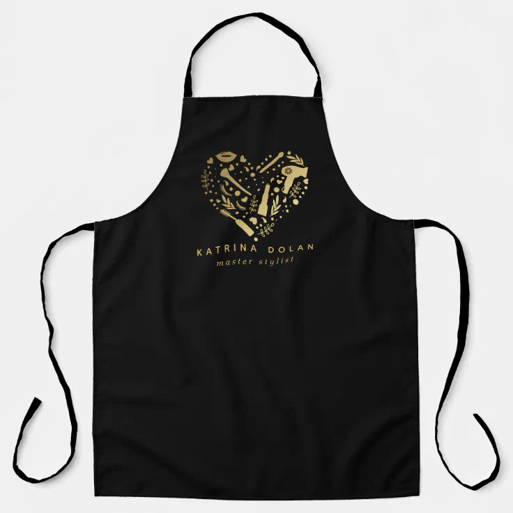 Gold Salon Heart Hair Stylist Personalized Name Apron | Zazzle Gold Salon Heart Hair Stylist Personalized Name Apron | Zazzle