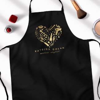 Gold Salon Heart Hair Stylist Personalized Name