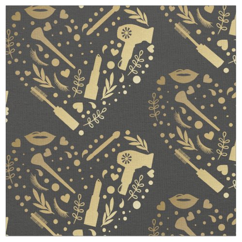 Custom Fabric 4 Gold Salon Heart Logo Hair Stylist Fabric
