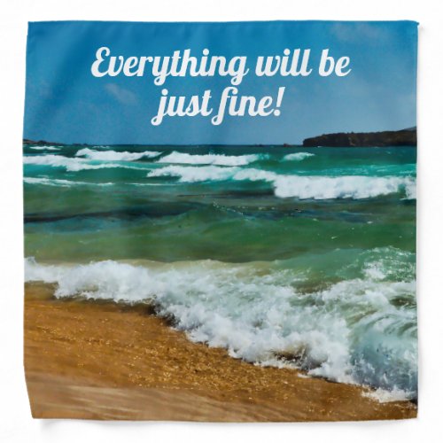 Gold sand beach turquoise water motivational bandana