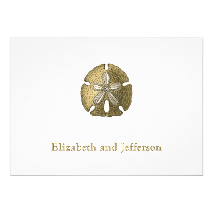 Gold Sand Dollar Modern Wedding Invitation