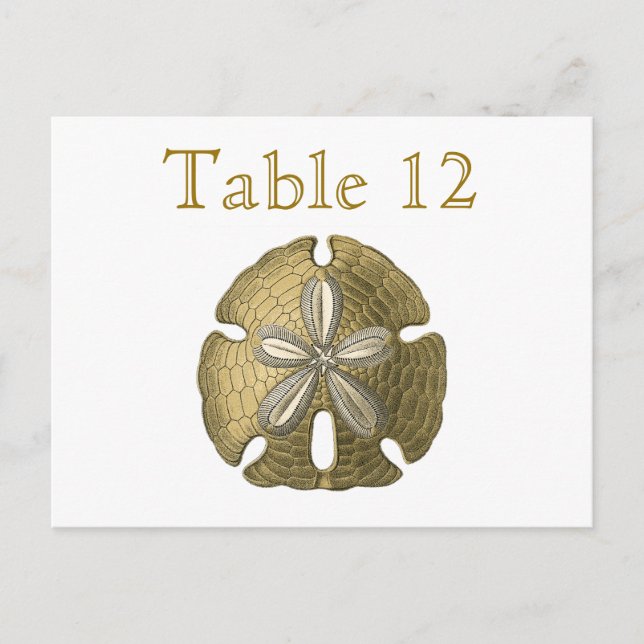 Gold Sand Dollar Reception Table Numbers (Front)