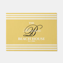 Gold Sand White Stripes Black Initial Name Outside