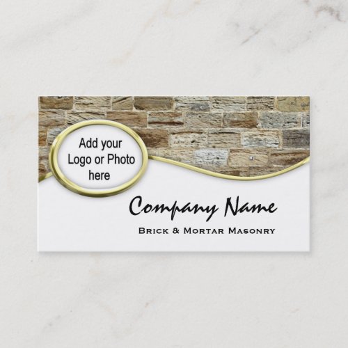 Gold Sandstone Masonry Logo Photo Business Cards