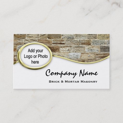 Customizable Gold Sandstone Masonry Logo Photo Business Cards