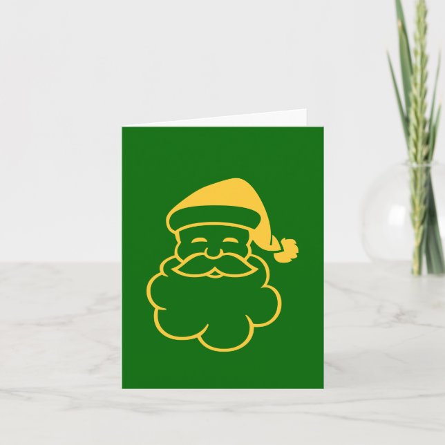 gold santa graphic design green note card (Front)