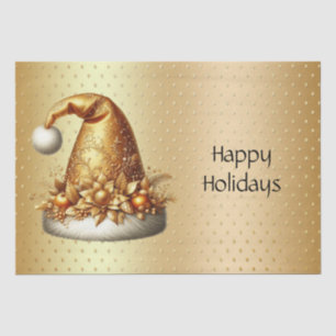 Gold Santa Hat Christmas Holiday Tissue Paper