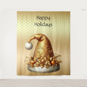 Gold Santa Hat Holiday Backdrop