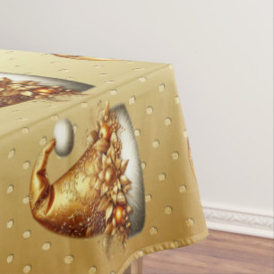 Gold Santa Hat Holiday Tablecloth