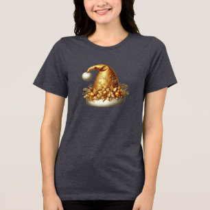 Gold Santa Hat Holiday Women's T-Shirt Tri-Blend Shirt