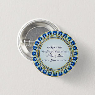 Gold Sapphire Blue 45th Wedding Anniversary Button