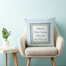 Gold Sapphire Blue 45th Wedding Anniversary Throw