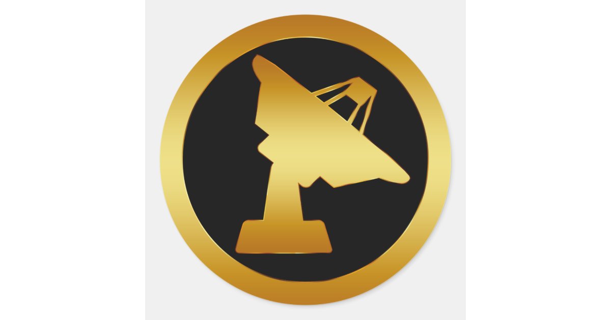 GOLD SATELLITE DISH CLASSIC ROUND STICKER Zazzle