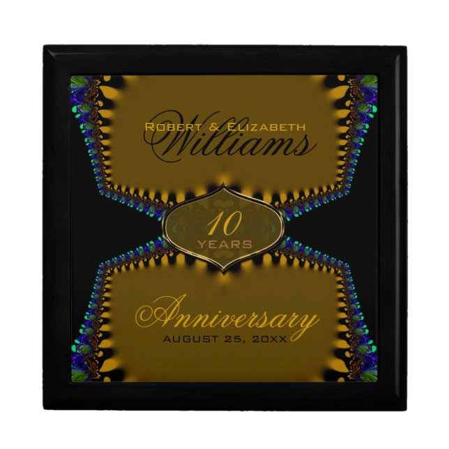 Gold Satin Lace Wedding Anniversary Gift Box (Front)