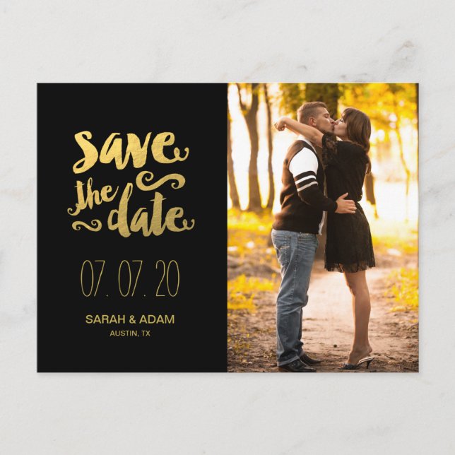 Gold Save Our Date 2 | Save the Date Postcard (Front)