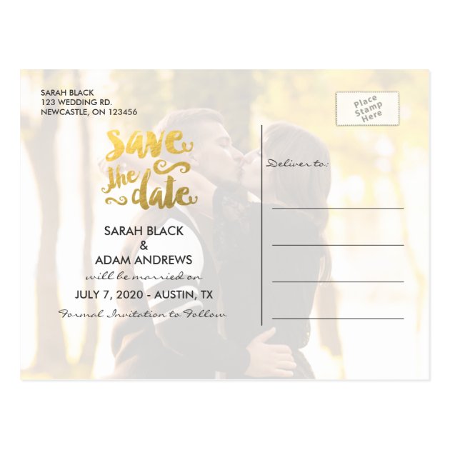 Gold Save Our Date 2 | Save The Date Postcard